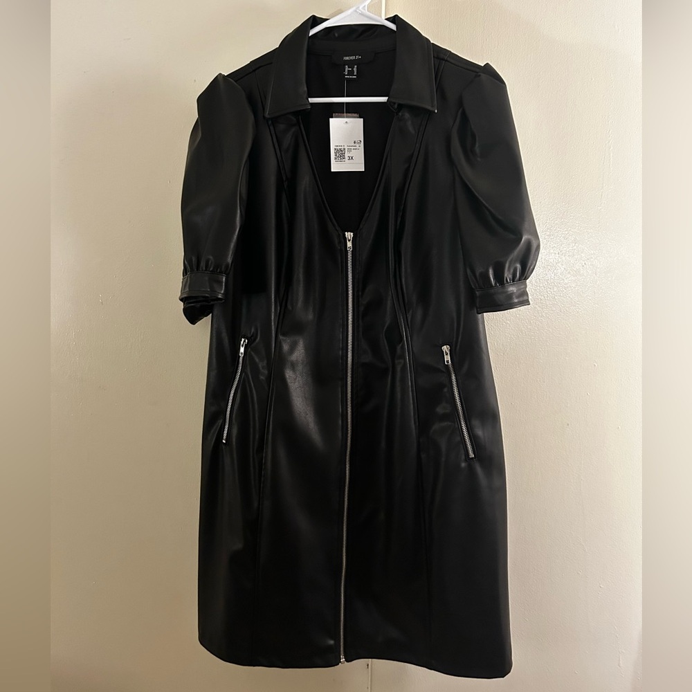 Forever 21 Black Leather Dress NWT
